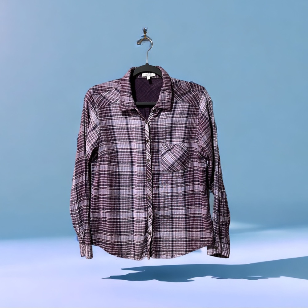 Maurices Ladies XL Purple Plaid Flannel Shirt
